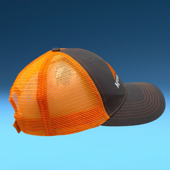 Mueller, Inc. Embroidered Trucker Hat Cap Snapback Orange Gray Mesh Back - Picture 3 of 6